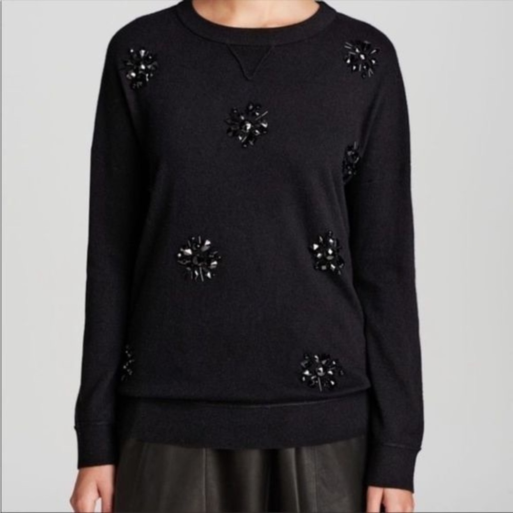 Kate spade embellished black wool sweater size large